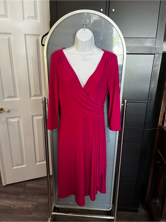 Lauren Ralph Lauren Dresses & Skirts - Lauren Ralph Lauren Fuchsia Wrap-Style Midi Dress